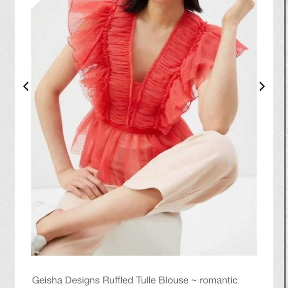 Geisha Designs Ruffled Tulle Blouse XL ,1X TULLE xs, 2X new - Picture 6 of 11